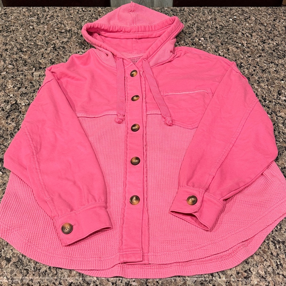 American Eagle Hooded Waffle Knit Shacket M